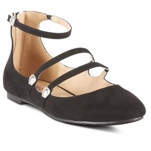 Bongo Tula Ankle Strap Black Ballerina Flats